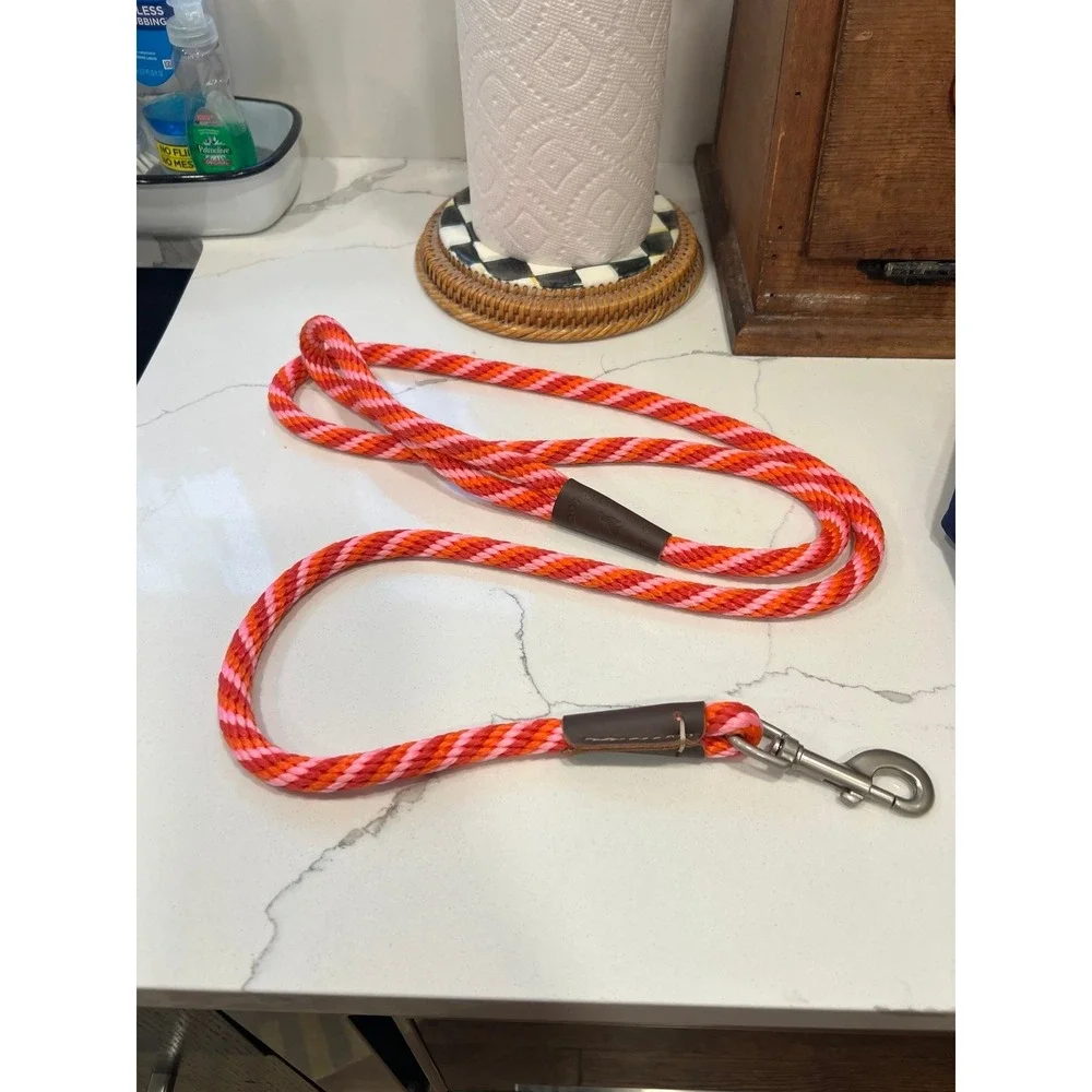 Mendota Products Large Snap Striped Rope Dog Leash, Taffy, 6-ft‎ long, 1/2